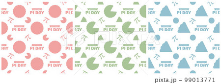 Set of Pi Day Seamless Pattern Design with Mathematical Constants or Baked Pie in Template Hand Drawn Cartoon Flat Illustration 99013771