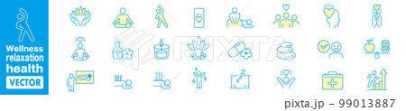 リラクゼーション ヘルスケア エクササイズ アイコン セット リラクゼーション ヘルスケア エクササイズ アイコン セット 99013887