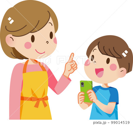 スマホのルールを話し合う親子 99014519