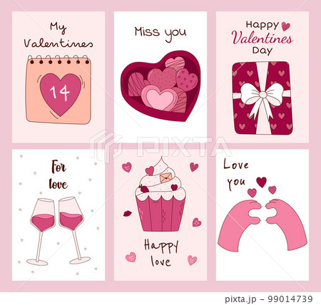 Set of Valentine's Day greeting cards. Vector illustration 99014739