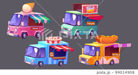 Cartoon food truck. Isolated fastfood van 99014908