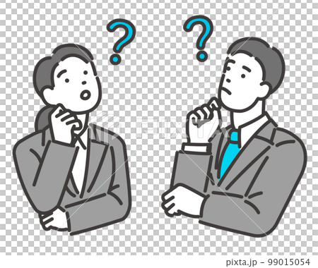 Vector illustration material of men and women of job hunting students who have doubts / job hunting / Hatena / job hunting 99015054