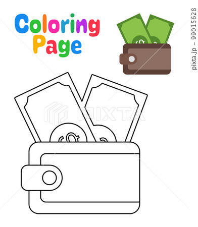 Coloring page with Cash Wallet for kids Coloring page with Cash Wallet for kids 99015628