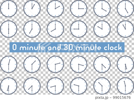 Clock icon illustration set showing 0 and 30 minutes 99015676
