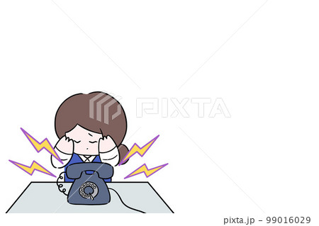 クレーム処理に悩む女性 コールセンター イラスト 事務員 悪質クレーマー 白背景 クレーム処理に悩む女性 コールセンター イラスト 事務員 悪質クレーマー 白背景 99016029