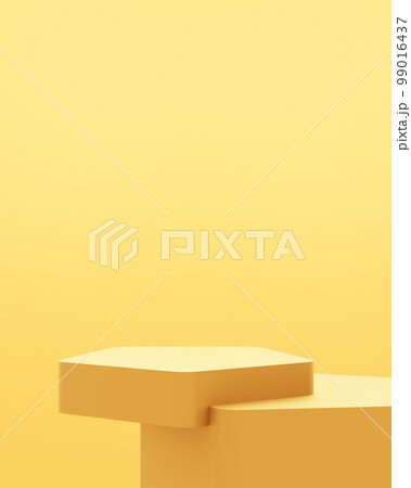3d rendering of empty gold podium abstract minimal background. Scene for advertising design, cosmetic ads, show, technology, banner, cream, fashion, luxury. Illustration. Product display. copy space 99016437