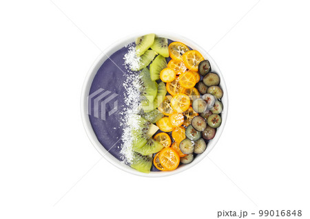 Concept of healthy food with acai smoothie, isolated on white background Concept of healthy food with acai smoothie, isolated on white background 99016848