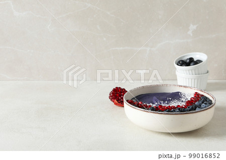 Concept of healthy food with acai smoothie, space for text Concept of healthy food with acai smoothie, space for text 99016852