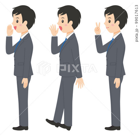 横向きスーツ男性全身5 99017613