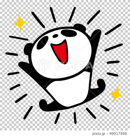 A cute simple panda with an emotional banzai pose A cute simple panda with an emotional banzai pose 99017898