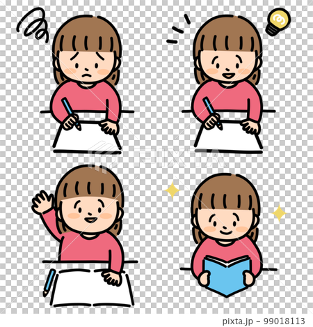 Child studying girl illustration set 99018113