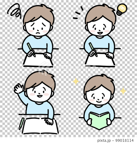Children studying boy illustration set 99018114