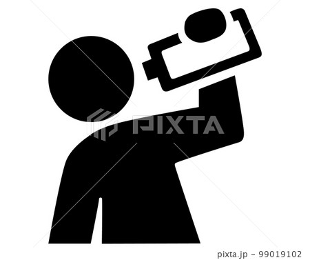 アイコン　水を飲む　水分補給　モノクロ water drink 99019102