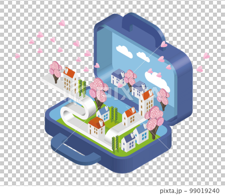 A beautiful spring cityscape and scenery of life with cherry blossoms. 99019240
