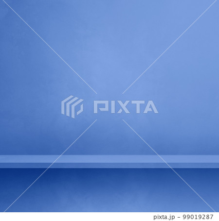 Empty shelf on a lilac blue concrete wall. Background template. Square mockup Empty shelf on a lilac blue concrete wall. Background template. Square mockup 99019287