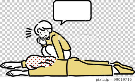 Illustration of a person who rescues a woman who has fallen Illustration of a person who rescues a woman who has fallen 99019716