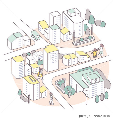 市街地の活気。病院のある町 市街地の活気。病院のある町 99021640