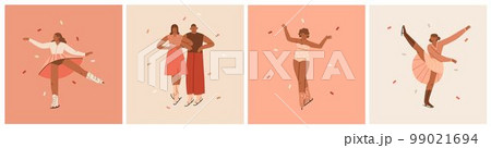Hand drawn vector abstract graphic Merry Christmas and Happy new year illustration figure ice skating people.Christmas cute design background.Winter holiday art concept.Modern creative greeting card. Hand drawn vector abstract graphic Merry Christmas and Happy new year illustration figure ice skating people.Christmas cute design background.Winter holiday art concept.Modern creative greeting card. 99021694