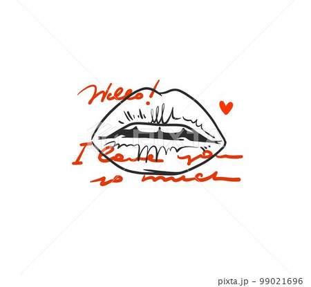 Hand drawn vector abstract graphic illustration Valentines day design elements, abstract open mouth beauty lips sign. Love design concept outline icon.Valentines beautiful design concept art isolated. Hand drawn vector abstract graphic illustration Valentines day design elements, abstract open mouth beauty lips sign. Love design concept outline icon.Valentines beautiful design concept art isolated. 99021696