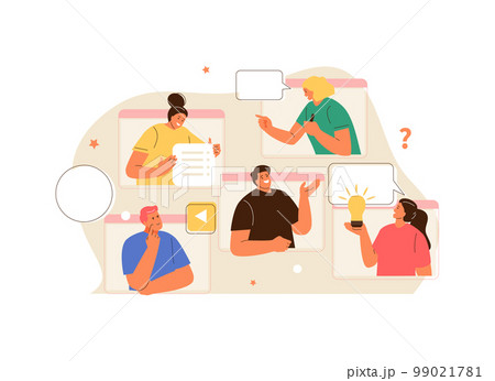 People chatting on video conference People chatting on video conference 99021781