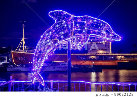 名古屋市 名古屋港のイルカ形のイルミネーション 名古屋市 名古屋港のイルカ形のイルミネーション 99022128