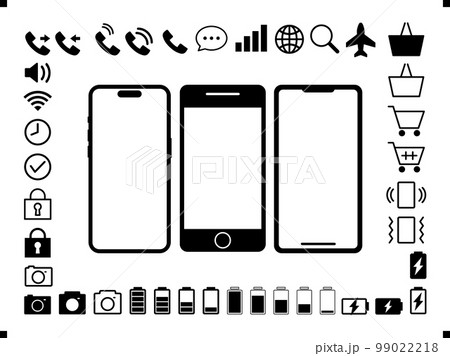 スマートフォンと関連アイコン黒 スマートフォンと関連アイコン黒 99022218