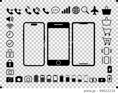 スマートフォンと関連アイコン黒 スマートフォンと関連アイコン黒 99022218