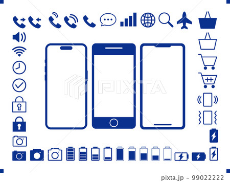 スマートフォンと関連アイコン紺 スマートフォンと関連アイコン紺 99022222