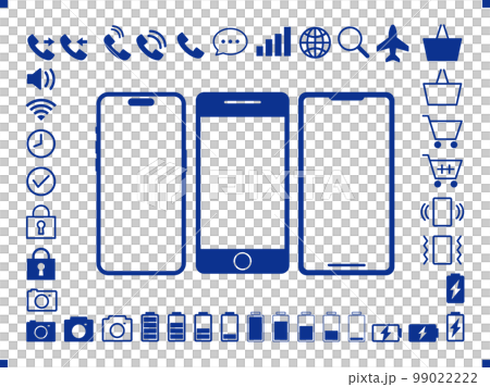 スマートフォンと関連アイコン紺 スマートフォンと関連アイコン紺 99022222