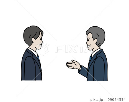 会話をするスーツ姿の男性のイラスト　話し合い　コミュニケーション 99024554
