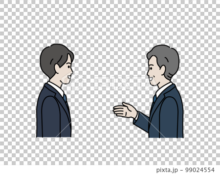 会話をするスーツ姿の男性のイラスト　話し合い　コミュニケーション 99024554