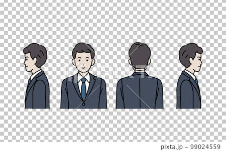 Illustration set of men in suits facing various directions 99024559