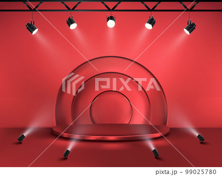 Abstract background with a pedestal. 3d vector stage with spotlights. Podium for show 99025780