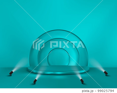 Abstract background with a pedestal. 3d vector stage with spotlights. Podium for show Abstract background with a pedestal. 3d vector stage with spotlights. Podium for show 99025794
