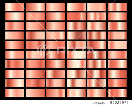 Set of gold rose foil texture. Collection of pink metallic textures isolated on black background. Vector illustration Set of gold rose foil texture. Collection of pink metallic textures isolated on black background. Vector illustration 99025972