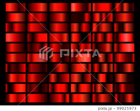 Set of red foil texture background. Metal gradient template. Vector illustration 99025973