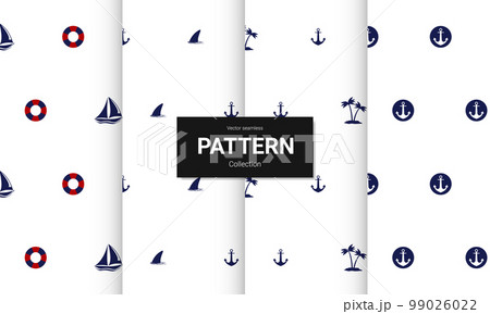 Set of blue seamless patterns. Vector seamless nautical textures Set of blue seamless patterns. Vector seamless nautical textures 99026022