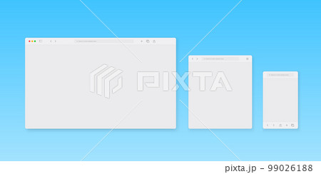 Web browser window template. Website browser different devices. Vector illustration Web browser window template. Website browser different devices. Vector illustration 99026188