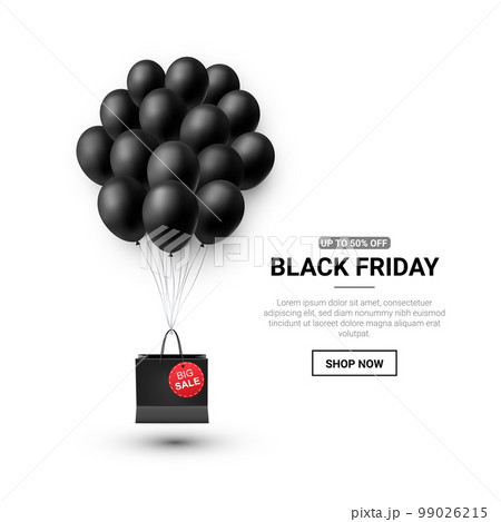 Black friday sale poster with shiny balloons on white background. Vector illustration Black friday sale poster with shiny balloons on white background. Vector illustration 99026215