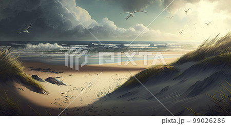 Tropical island, sea shore. Generative AI. 99026286