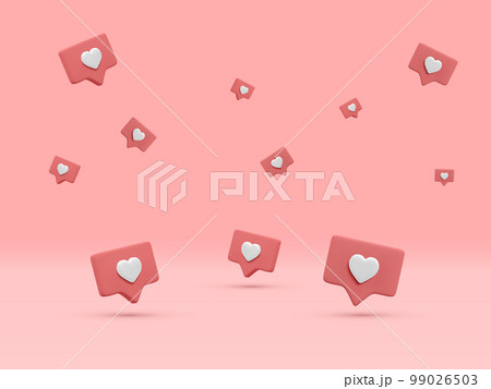 3d realistic conceptual banner of notifications on light background.Flying social media like icons in different position and various size. Vector illustration 3d realistic conceptual banner of notifications on light background.Flying social media like icons in different position and various size. Vector illustration 99026503