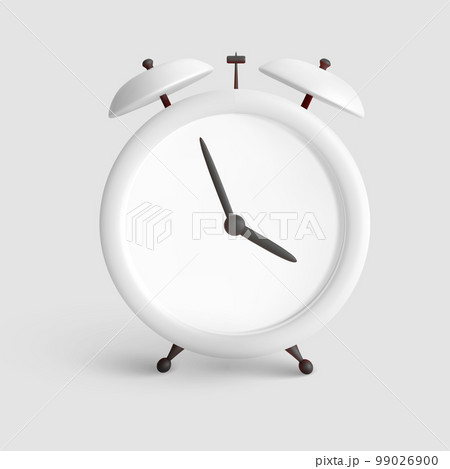 White alarm clock isolated on light background. Vector illustration 99026900