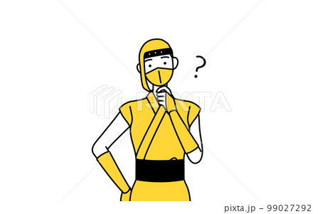 疑問を持つ忍者のコスプレをした女性 99027292