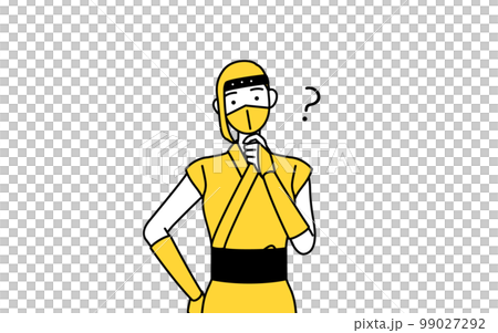 疑問を持つ忍者のコスプレをした女性 99027292