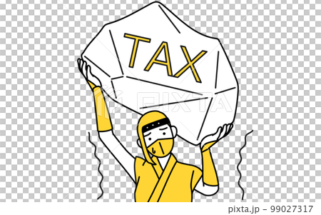 A woman in a ninja costume suffering from a tax increase 99027317