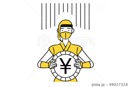 為替差損や円安のイメージ、忍者のコスプレをした女性 99027328