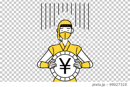 為替差損や円安のイメージ、忍者のコスプレをした女性 99027328