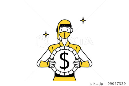 為替差益やドル高のイメージ、忍者のコスプレをした女性 99027329