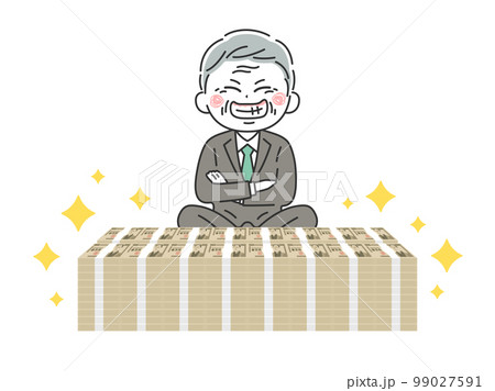 裏金をもらう、スーツを着た、年配男性のイラスト 99027591