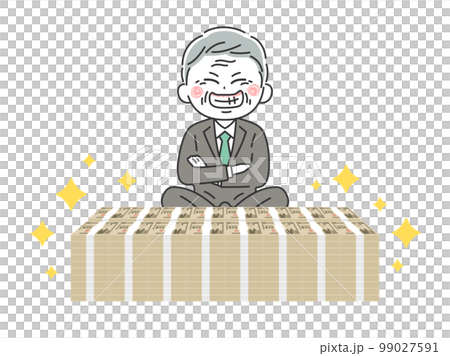 裏金をもらう、スーツを着た、年配男性のイラスト 99027591